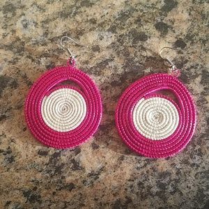 Pink and cream earrings